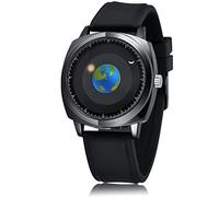 MINILUJIA 50M Waterproof Men World Map Watches Creative Starry Universe Earth Globe Moon Sun Rotating Eye-catching Personalized Cool Unique Mens Watches, Black 2, men's Standard, unique map dial
