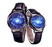 MINILUJIA LED Touch Screen Watch Unique Cool Watch Meteor Shower/Wish Tree Brain/Universe Milky Way/Simple Black Dial Watch with Soft Leather Strap Black Band, milky way for women, Women's Standard, vintage