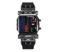 MINILUJIA Men Cool Digital Watch Binary Time LED Display Waterproof with Rubber Band Unique Creative Fashion Sport Wristwatches One PCS, black, Digital