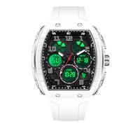 MINILUJIA Men Watch Unique Multifunction Waterproof Wristwatch Digital Analog Dual Time Display Chronograph 5ATM Waterproof Luminous Silicon Strap Multifunction Sport Watches Cool Design, white, sport