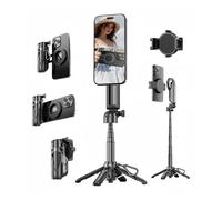 MiniLuxis Magnetic Selfie Stick Tripod with Bluetooth Remote - 4-in-1 Extendable Phone Tripod Stand for iPhone/Android - Foldable, Portable, for Travel, Vlogging, Live Streaming