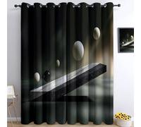 Minimal Abstract Blackout Curtains W 55" x L 102" 2 Panels for Bedroom and Living Room, Super Soft Black White Marble Sphere Printed Thermal Insulated Curtains - Eyelet Light Blocking Window Drapes