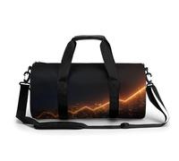 Minimal Abstract Glowing Lines Rising Travel Gym Bag for Women Men Cylindrical Duffle Bag Sport Workout Bag with Shoulder Strap