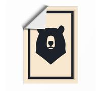 Minimal Bear Minimalist Unframed Wall Art Print A2 (59.4×42cm), Wall Decor for Living Room, Bedroom, Office & Home, Art Gift