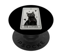 Minimal Black Cat Tarot - The Lovers Card Artwork V3 PopSockets Adhesive PopGrip