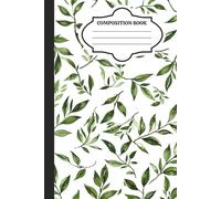 Minimal Botanical Composite Notebook | Green Leaf Pattern Cover: Elegant Nature Aesthetic Journal - 6 X 9 Inch - 120 Page