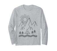 Minimal Camping Silhouette Mountain Outdoor Adventure Gift Long Sleeve T-Shirt