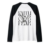 Minimal Faith Over Fear Dove Spiritual Inspiration Design Raglan Baseball Tee