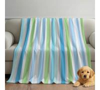 Minimal Fleece Blanket, Soft Microfiber Throw with Green Blue Fresh Line Patterns Print, Lightweight Warm Bed Blanket Provides Comfort and Warmth for Bedroom 32in × 59in (80cm × 150cm)