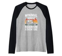 Minimal House Maximum Adventure Camper Road Trip Raglan Baseball Tee