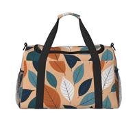 Minimal Leaf Pattern Print Travel Duffel Bag for Men & Women, Foldable Travel Bags and Spacious Weekender Tote Bag for Storage Toiletry Luggage Personal Item, Black, L