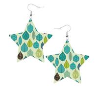 Minimal Leaf Pattern Printed Leather Pierced Earring Set, 1 Pair Lightweight Bohemian Earrings Birthday Party Jewelry Gifts For Women