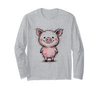 Minimal Line Art Minimalist Abstract Sketch Scribble Pig Long Sleeve T-Shirt