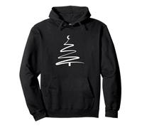 Minimal Line Christmas Tree - Modern One Line Art Holiday Pullover Hoodie