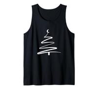 Minimal Line Christmas Tree - Modern One Line Art Holiday Tank Top
