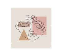 Minimal line drawing of womans face Designer Splash Back Benjamin Tate Design Natural One Size