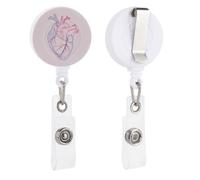 Minimal Linear Heart Retractable Badge Holder Reel Clip ID Card Holder for Doctor Nurse Student Office Worker