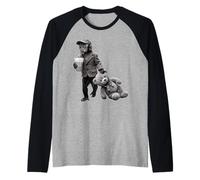 Minimal Monkey Portrait with Vintage Style Raglan Baseball Tee