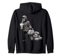 Minimal Monkey Portrait with Vintage Style Zip Hoodie