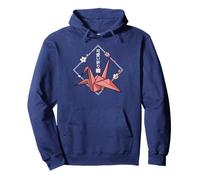 Minimal Origami Crane - Kawaii Orizuru Origami Pullover Hoodie