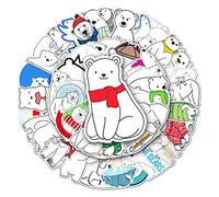 Minimal Polar Bear Vinyl Stickers, 50 PCS Waterproof Hand-Drawn Animal Decals for Laptops, Scrapbooking, Journals, Notebooks, Water Bottles, Suitcases, Phones & DIY Decor