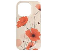 Minimal Poppy Flower Boho Floral Cute Aesthetic Case for iPhone 14 Pro