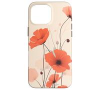Minimal Poppy Flower Boho Floral Cute Aesthetic Case for iPhone 16 Pro Max