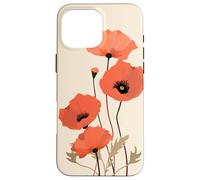 Minimal Poppy Flower Boho Floral Cute Aesthetic Case for iPhone 16 Pro Max