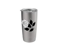 Minimal Rose Blackwork Tattoo Stainless Steel Insulated Tumbler