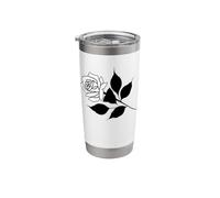 Minimal Rose Blackwork Tattoo Stainless Steel Insulated Tumbler