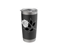 Minimal Rose Blackwork Tattoo Stainless Steel Insulated Tumbler