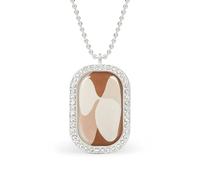 Minimal Simple Shapes in Brown Beige Abstract Rectangle Pendant Necklace Silver Women Jewelry Alloy Keychain Tag Jewelry