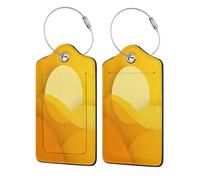 Minimal Smooth Yellow Circle Geometric Shape Luggage Tag for Suitcase 2 Pack Leather Luggage Tag with Privacy Flap Name Id Label and Metal Loop for Women Men Travel