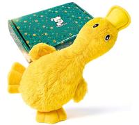Minimal Stuffing Squeaky Crinkle Soft Plush Yellow Cute Duck Dog Toy in Gift Box for Christmas & Birthday Present, Interactive Calming Snuggle Cuddle for Puppies, Small & Large Pets, Boredom Relief