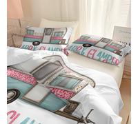 Minimal Style Pattern Duvet Cover Leopard Print Vintage Camper Van Bedding Set, Luxury Breathable Comforter Cover Super King Duvet for Kids Man Woman - Soft Lightweight Bedding 260 x 220 cm