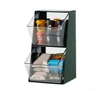 Minimal Two-Deck Organizer for Tea Bags and Coffee Capsules to Fit Tightly on Narrow or Shared Surfaces (Green)