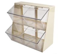 Minimal Two-Deck Organizer for Tea Bags and Coffee Capsules to Fit Tightly on Narrow or Shared Surfaces (White)