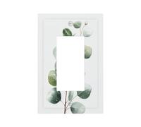 Minimal Watercolor Botanical Eucalyptus Branch Light Switch Wall Plate Faceplate Cover Single Rocker 1 Gang Decorator Outlet Receptacle Covers for Home Kitchen Room Bathroom Decor