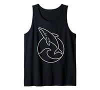 Minimal Whale and Wave Circle Emblem Ocean Artwork Tank Top