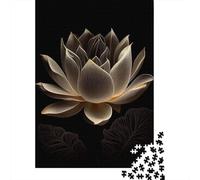 Minimal Zen Lotus Flower 1000-Piece Puzzle for Adults, 52x38cm/1000pcs; for Quiet Downtime Without A Screen; White Card Pieces for A Neat Table