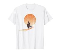 Minimal Zen Monk Dog Walking Peace T-Shirt