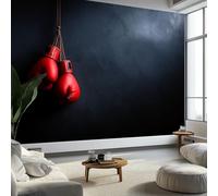 Minimalism 3D Panoramic Custom Wallpaper Mural, 500 x 280 cm (W x H) Non-Woven Wallpaper Mural Adult Kids Bedroom Home Poster, Sports Boxing Gloves Sofa TV Background Wall Decoration