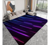 Minimalism Abstract Flowing Lines Area Rug Black Washable Rugs Doormat Living Room, Soft Floor Carpets Non-Slip Area Mats - Faux Wool Crawling Play Mat for Kids Boys Girls Bedroom 80x150 cm