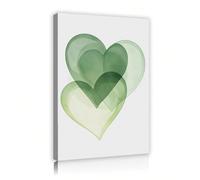 Minimalism Art Canvas Prints Sage Green Heart Wall Art Picture Comfortable And Fresh Decoration Poster For Living Room 30x40cm No frame