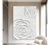 Minimalism Art Wall Decor Rose Flower Hand Painted Oil Painting Original Frameless Wall Art Aesthetic Texture Artwork For Living Room Office 60X80Cm(24X32Inch)