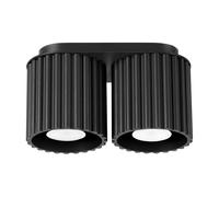 Minimalism Ceiling Light AURA 2 2-Light Aluminium Black GU10 LED SOLLUX LIGHTING