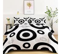 Minimalism Circular Patterns Premium Reversible Duvet Set - Modern Printed Bedding - Soft & Hypoallergenic Coverless Duvet - Stylish Double-Sided Design for Bedroom Decor, 220 x 240 cm, Black