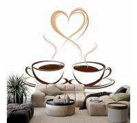 Minimalism Collage Coffee Cup Heart Photo Wallpaper 400 x 280 cm Non-Woven Art Photo Wallpaper, White Wall Mural for Living Room Tv Sofa Theme Mural Hotel Corridor Background Wall Posters