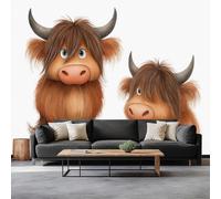 Minimalism Cute Watercolor Animal Photo Wallpaper, Non-Woven Print Fleece White Wall Mural - 138 x 101 inch (W x H) Mural Wallpaper Poster Picture Design for Living Room Bedroom Kitchen