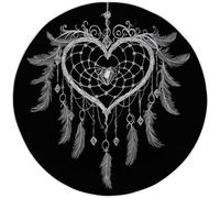 Minimalism Dream Catcher Round Area Rug - 100 cm, Black Machine Washable, Non-Slip, Short Pile Round Carpet Easy Care - Perfect for Living Room, Bedroom and Dining Room Décor